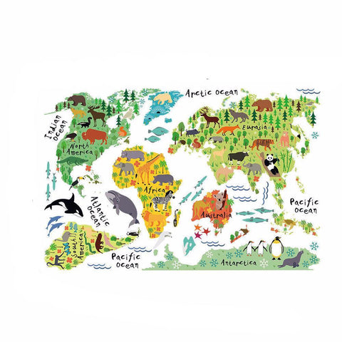 Colorful World Map Wall Sticker Decal