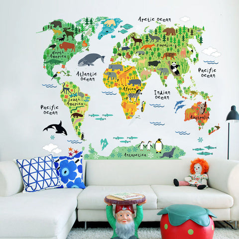 Colorful World Map Wall Sticker Decal