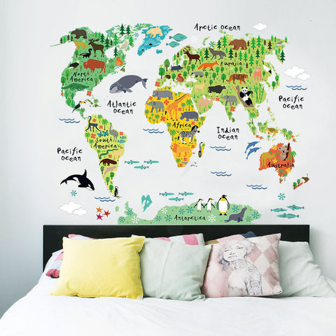 Colorful World Map Wall Sticker Decal