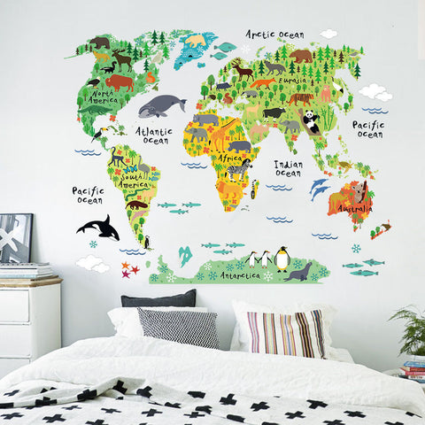Colorful World Map Wall Sticker Decal