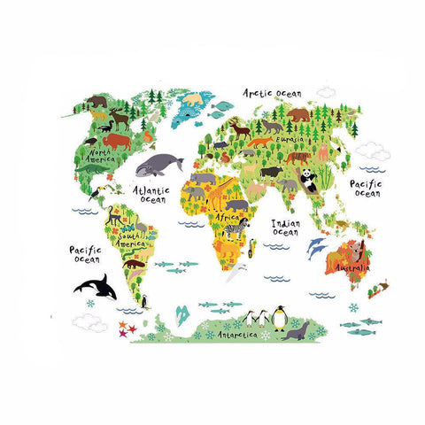 Colorful World Map Wall Sticker Decal