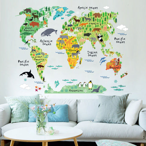 Colorful World Map Wall Sticker Decal