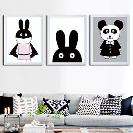 Modern Minimalist Nordic Black and White Animals For Kids Room Decor