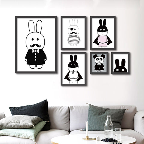 Modern Minimalist Nordic Black and White Animals For Kids Room Decor