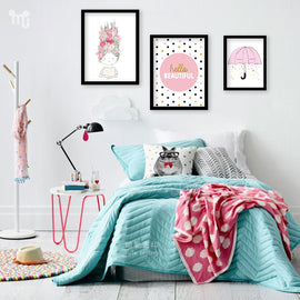 Modern Nordic Pink Girl Kids Room Decor