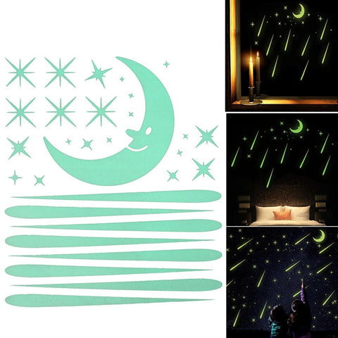 The Dark Light Moon And Star Meteor Ceiling Glow Stickers