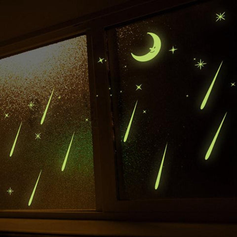 The Dark Light Moon And Star Meteor Ceiling Glow Stickers