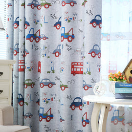 Cartooned Cars Curtains for Kids Room
